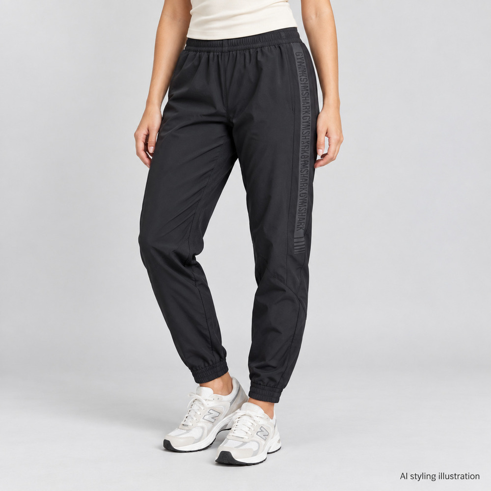 Gymshark Black Logo Tape Joggers Size M